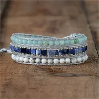 Amazonite Howlit Sodalite Silvertone Stone Beaded Bracelet