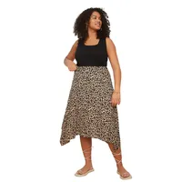 Women Plus Midi Asymmetrical A-line Knitted Skirt