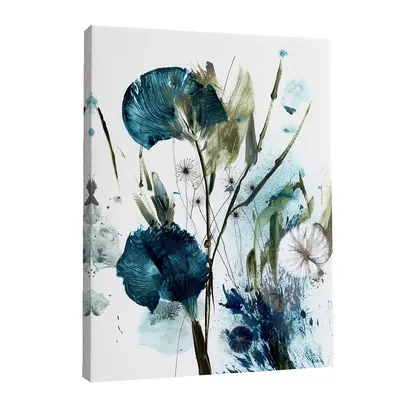 Blue Contemporary Floral Canvas Wall Art