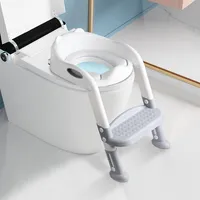 Potty Toilet Training Seat With Step Stool Ladder For Kids Boys Girls Toddlers -White