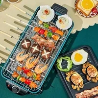 Portable Multifunctional Electric Grill W/ Non-stick Cooking Surface Adjustable Temperature Knob