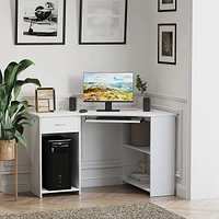 L-shaped Corner Desk With Drawer And Shelves
