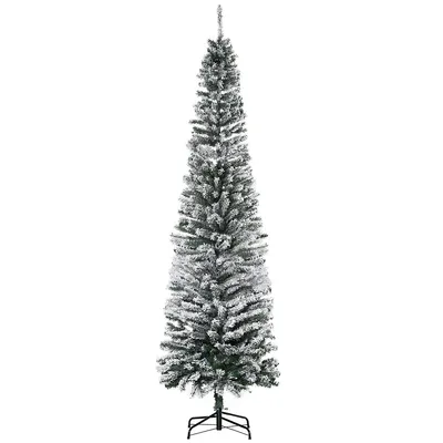 7.5' Artificial Snow Flocked Christmas Tree Pencil Xmas Tree