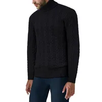 Mens Cable Knit Fashion Turtle Neck Sweater