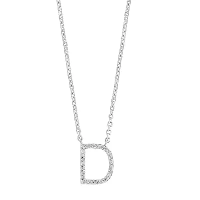 Silver Diamond D Pendant Necklace