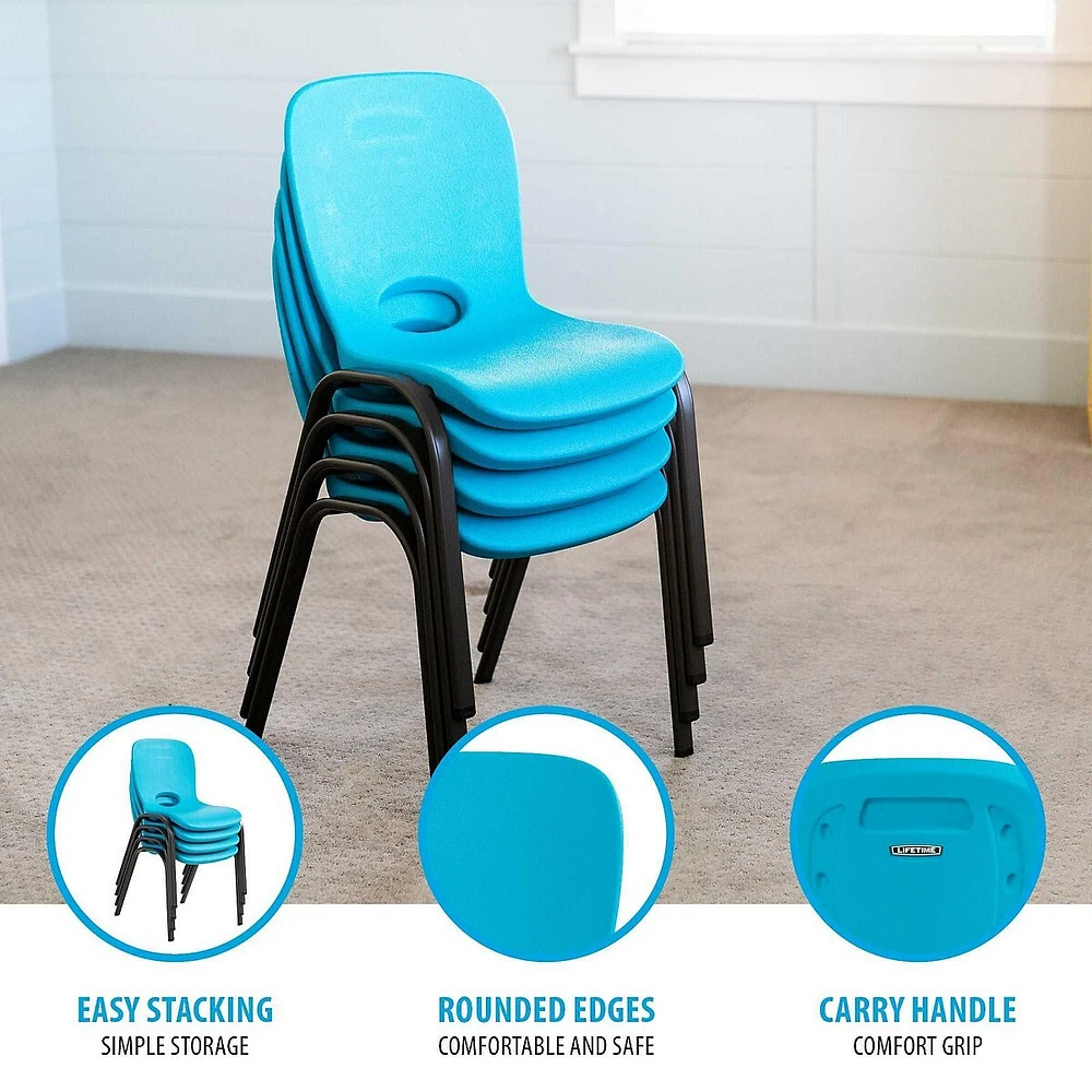 Lifetime Kids Stacking Chairs Bundle, 2 Pack, Glacier Blue