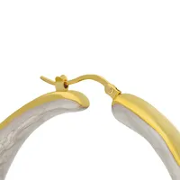 18kt Gold Plated Large Electroform Hoop With Enamel Pearl White Hoop Earrings