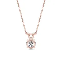 14k Rose Gold & 1.00 Ct. T.w. Created Moissanite Solitaire Pendant Necklace