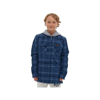 Boys Sinclair Hooded Zip-up Flannel Shirt