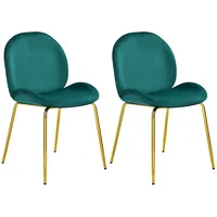 Set Of 2 Velvet Accent Chairs Dining Side W/gold Metal Legs
