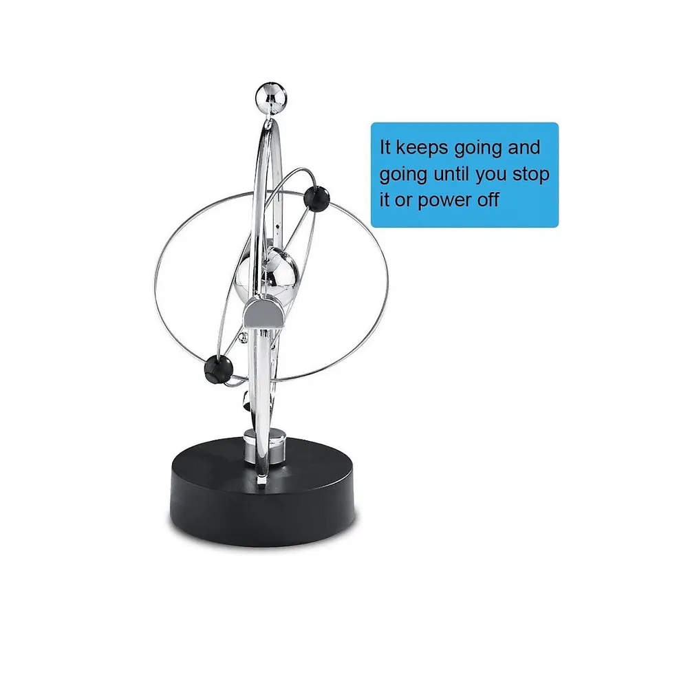 Revolving Mars, Planet Orbit Mobile, Electronic Perpetual Motion Toy Simulation Milky Way Movement Swing Ball Home Office Desk Table Ornament Gift(silver)