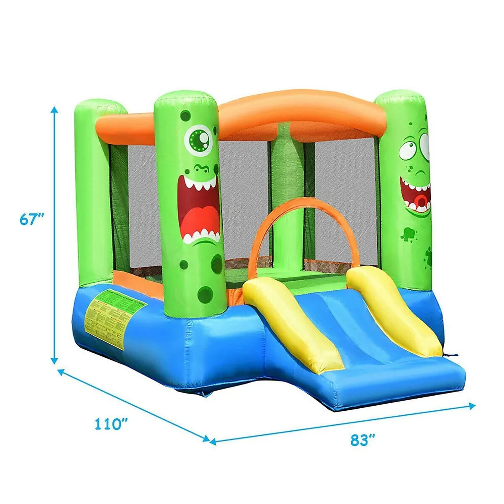 Inflatable Bounce House Jumper Castle Kids Playhouse W/ Basketball Hoop & Slide