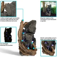 Cascading Mountainside Outdoor Water Fountain With Leds - 35-inch