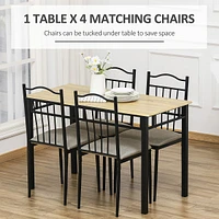 5 Piece Dining Table And Chairs Set Wood Top Metal Frame