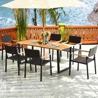 7pcs Patio Garden Patented Dining Set Outdoor Dining Furniture Set W/ Umbrella Hole