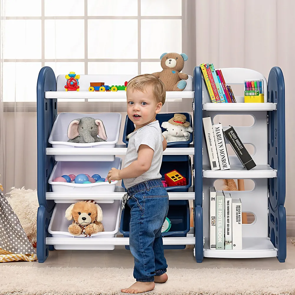 Qaba 3 Tier Kids Toy Storage Organizer with Drawers Chest for Bedroom