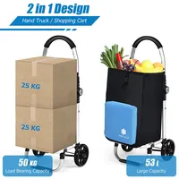 Folding Utility Dolly Shopping Grocery Cart W/ Removable Bag