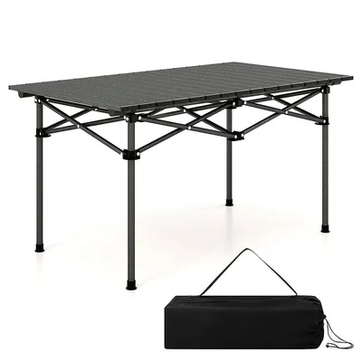 Aluminum Camping Table For 4-6 People Folding Picnic Table W/ Carry Bag