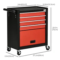 4-drawer Tool Chest With 4 Wheels Rolling Organizer
