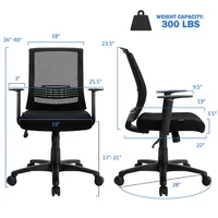 Mesh Office Chair Mid Back Task Chair Height Adjustable W/lumbar Support