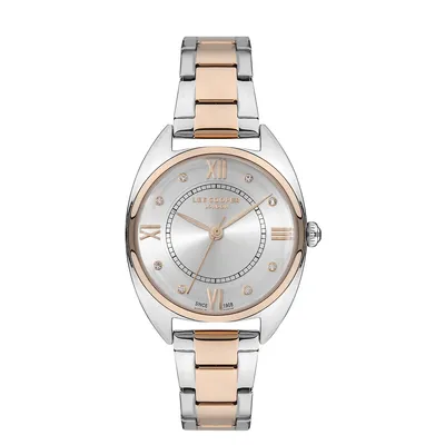 Ladies Lc07383.530 3 Hand Silver Watch With A Two Tone Metal Band And A Silver Dial