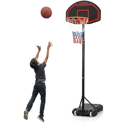Adjustable Kids Basketball Hoop Stand W/durable Net Shatterproof Backboard Wheel