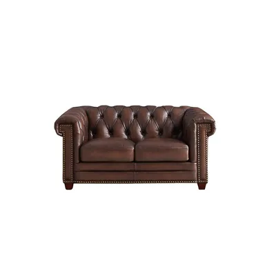 Stanwood 65 In. Leather Chesterfield Loveseat