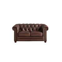 Stanwood 65 In. Leather Chesterfield Loveseat
