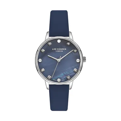 Ladies Lc07392.399 3 Hand Silver Watch With A Blue Leather Strap And A Blue Dial