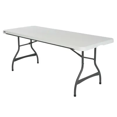 Premium Commercial 6 Foot Foldable Table, White Granite Colour
