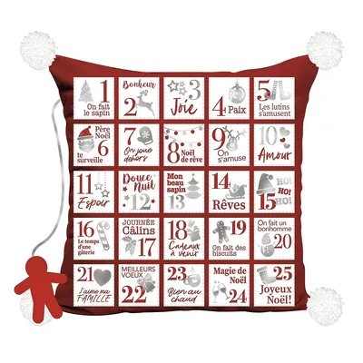 Advent Calendar Decorative Cushion (christmas), 17" X 17"