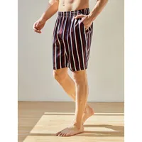 Pure Mulberry Silk Striped Men's Shorts | Mid Waist | 19 Momme Silk Charmeuse