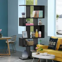 5 Cubes Ladder Shelf Freestanding Corner Bookshelf Display Rack Bookcase Black