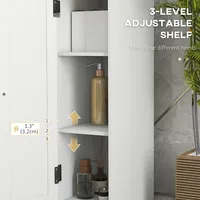 Slim Bathroom Storage Cabinet With Adjustable Shelf White