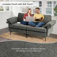 Modern Loveseat Fabric 2-seat Sofa Couch For Small Space W/ Metal Legs Bluerust Red