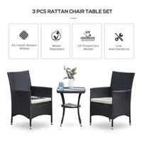 3pcs Rattan Coffee Set With Cushion