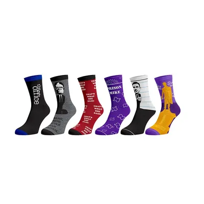 The Office Logos And Slogans Mens Crew Socks 6 Pack