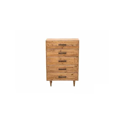 Cypress Reclaimed Wood 5 Drawer Chest In Spice
