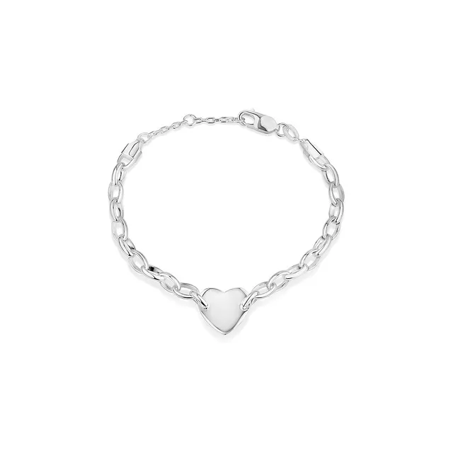 Michael Hill Heart Disc Oval Belcher Bracelet In Sterling Silver