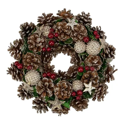 Glittered Pine Cone And Berry Artificial Christmas Wreath, 12-inch, Unlit
