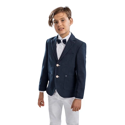 Tycoon Life Formal Boys Suit - Stylish Linen Blazer, Cotton Shirt, Slim Fit Pants & Bowtie