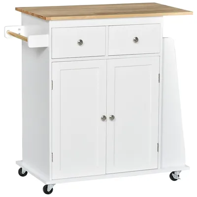 Rubberwood Top Kitchen Island With Spice Rack