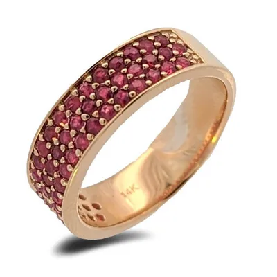 14k Yellow Gold 1.02 Cttw Ruby Pave Anniversary Wedding Band
