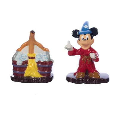 Disney Fantasia Mickey And The Magic Broom Sculpted Ceramic Salt & Pepper Set
