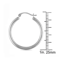 10kt White Gold Polished Round Hoop Earring