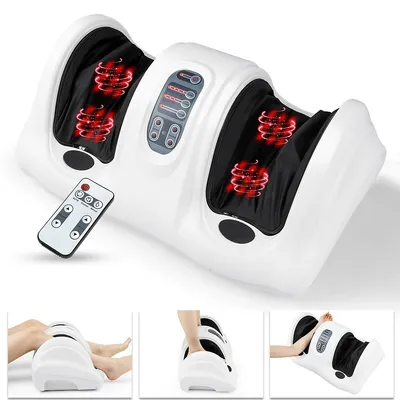 Shiatsu Foot Massager Kneading And Rolling Leg Ankle With Remote Control White