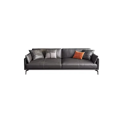 San Mateo 82.68" Faux Leather Round Arm Sofa In Grey