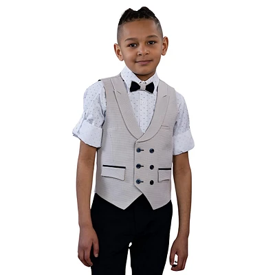 Little Prince Formal Boys Suit - Cotton Vest Set With Adjustable Pants And Bowtie