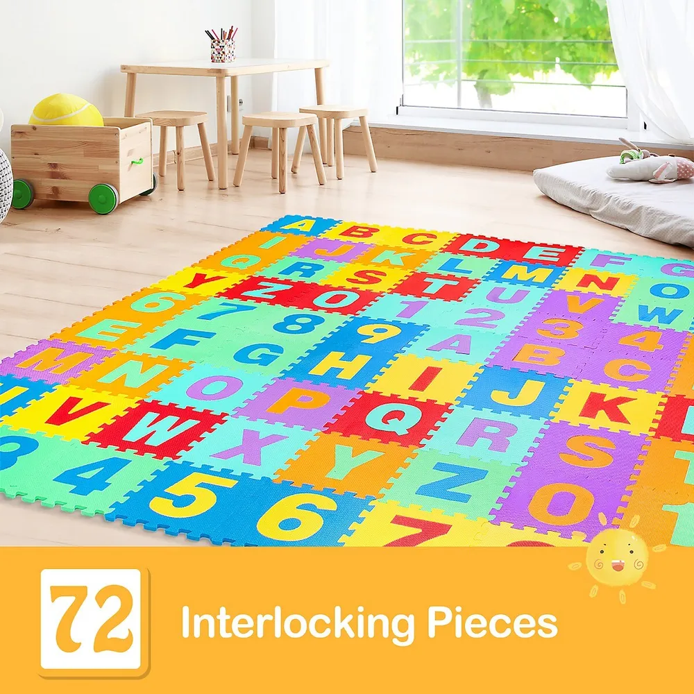 Babyjoy Kids Foam Interlocking Puzzle Play Mat W/alphabet & Numbers 72-piece Set