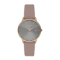Ladies Lc07301.438 3 Hand Rose Gold Watch With A Pink Leather Strap And A Silver Dial